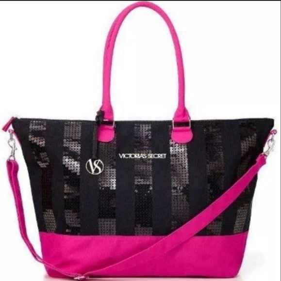 Victoria's Secret Handbags - NWT Victoria's Secret Black Sequin Travel Tote Bag
